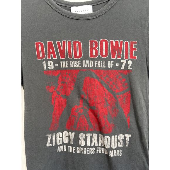 Topshop NWT Gray David Bowie Ziggy Stardust Baby Tee Small - Picture 2 of 7